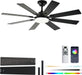 Ceiling Fan with Light & Remote Indoor/Outdoor Use 52 Inch Black
