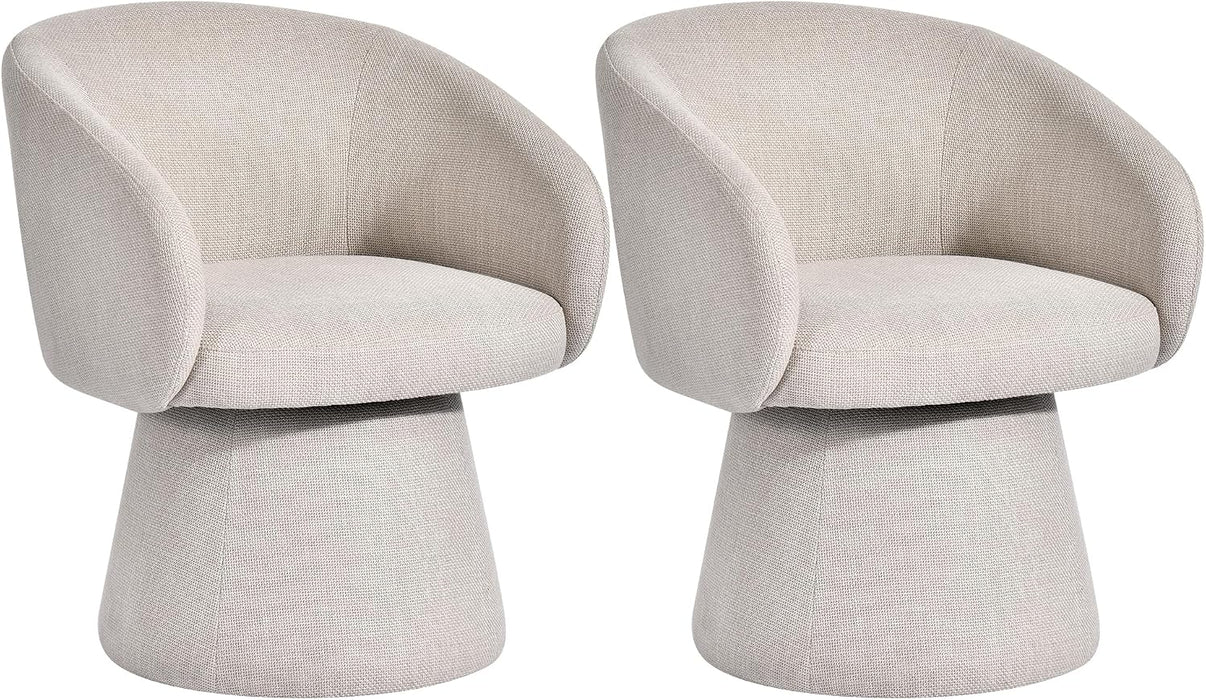 Swivel Accent Chairs Set of 2, Linen Armchairs Living Room Beige
