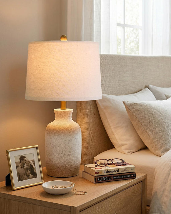 24'' Farmhouse Ceramic Table Lamp with Natural Textured Finish