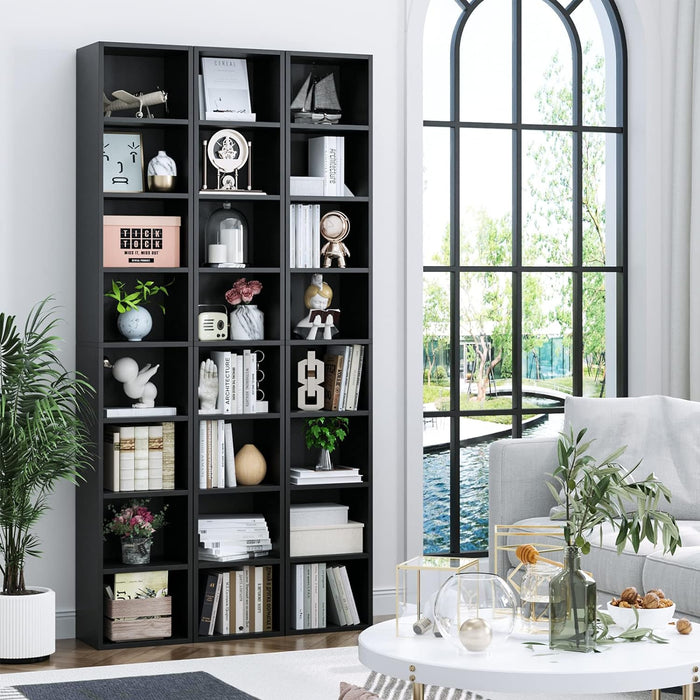 8-Tier Media Tower Rack, 11.6 X 9.3 X 70.9 Inches CD DVD Slim Storage Cabinet with Adjustable Shelves, Tall Narrow Bookcase Display Bookshelf for Home Office, Black