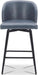 Counter Height Bar Stools Set of 3, 360° Swivel Upholstered Barstools with Backs and Metal Legs, 26" H Seat Height, Faux Leather in Blue