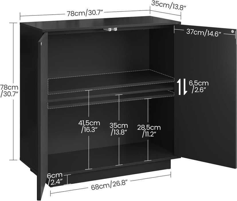 Buffet Cabinet, Sideboard Buffet Cabinet with Storage, Coffee Bar Cabinet, Push-To-Open Doors & Adjustable Internal Shelf, Buffet Table for Kitchen, Dining Room, Black MCB01BB