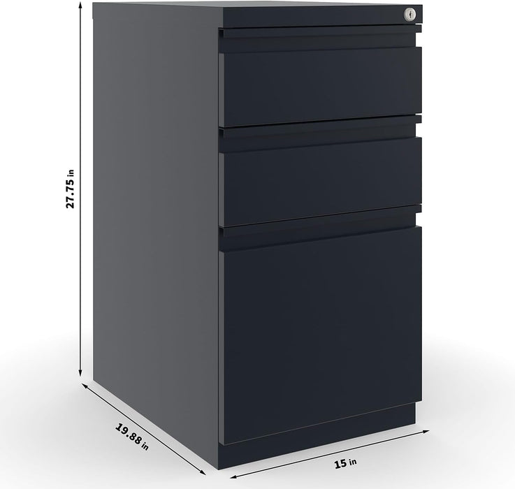 3-Drawer Vertical File Cabinet, Letter Size, Lockable, Black
