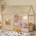 NaturalWood Montessori Twin House Bed Bookcase LED