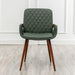 Mid Century Modern Faux Leather Dining Chairs Set of 2, Green, Upholstered Seat, Metal Legs, Adjustable Foot for Kitchen Dining Room Desk Chairs