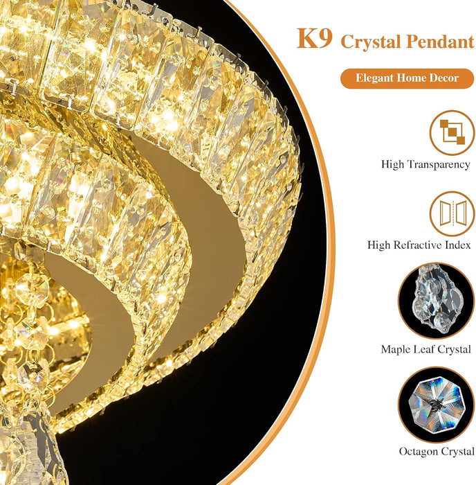 Crystal Ceiling Light Smart Flush Mount Chandelier for Dining Room