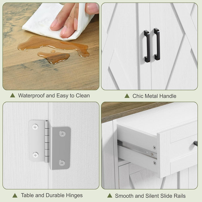 Sideboard Buffet Cabinet with Storage, Wood Modern Farmhouse Kitchen Cabinets with Doors and Drawer for Living Room, Hallway, Entryway (Oak White)