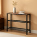 40" Industrial Console Table, 3 Tier Entryway Table with Storage Shelf, Narrow Sofa Table for Living Room, Hallway, Entrance Hall, Corridor, Bedroom, Greige and Black ULNT081B02