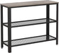 40" Industrial Console Table, 3 Tier Entryway Table with Storage Shelf, Narrow Sofa Table for Living Room, Hallway, Entrance Hall, Corridor, Bedroom, Greige and Black ULNT081B02