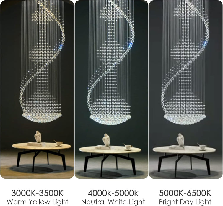 Clear Crystal Chandelier Large Spiral Raindrop Light
