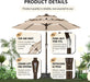 9FT 3-Tier Large Outdoor Patio Umbrella Market Table Umbrella-Uv Resistant,Easy Push Button Tilt and Crank,8 Sturdy Fiberglass Ribs Heavy-Duty Pool Umbrella for Deck,Backyard,Garden,Yard,Beige