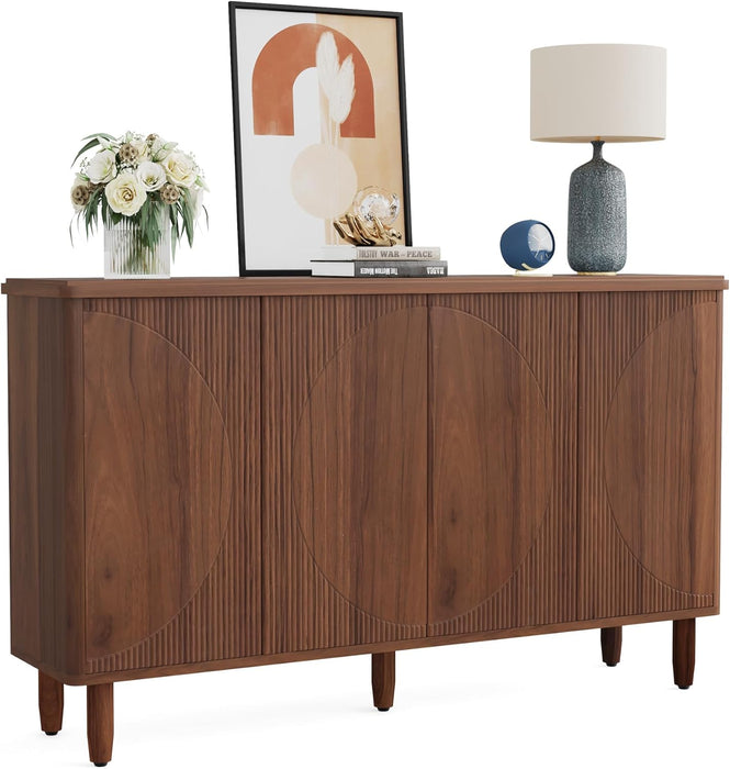 Buffet Cabinet Sideboard with Storage, Modern Storage Cabinet Sideboard Buffet Table with Doors for Living Room Kitchen Dining Room (Brown)