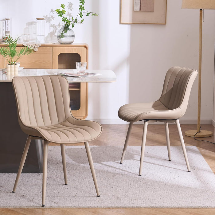 Dining Chairs Set of 2 Mid-Century Modern Kitchen Chairs Khaki