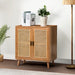 Emily 31'' Tall 2 - Rattan Door Accent Cabinet with Solid Wood Legs
