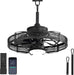 20" Outdoor Ceiling Fan with Lights, IP65 Waterproof Gazebo Fan, Plug-In Outdoor Hanging Fan Remote&App Control, 6 Speeds, 3CCT Dimmable, Caged Ceiling Fan for Gazebo, Patios, Porch,Pergola