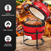 13IN Red Spherical Ceramic Charcoal Grill with Inner Liner, Portable BBQ Smoker for Outdoor Cooking, Camping, and Backyard Grilling