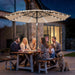 9FT Patio Umbrella with Solar Lights, 32 Lighted Pool Umbrella W/Tilt and Crank, Outdoor Market Solar Umbrellas for Garden, Deck, Backyard, Pool and Beach, Beige