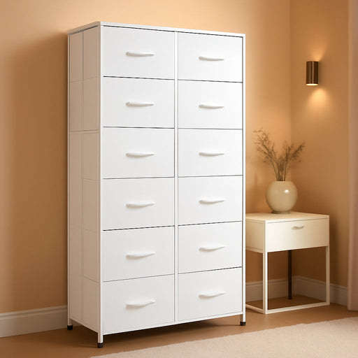 Fabric Dresser for Bedroom with 10 Drawers, Tall Chest of Drawers, White Dressers Bedroom Furniture, Storage Organizer Unit with Bins for Closet, Hallway, Living Room, Entryway