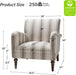 Modern Accent Chair with Arms and Wooden Legs, Comfy Upholstered Armchair for Living Room, Bedroom (Stripe Pattern, Tan)
