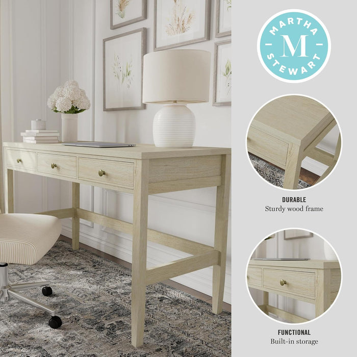 Rhett Home Office Desk with 3 Drawers and Tapered Legs in Black with Oil Rubbed Bronze Hardware