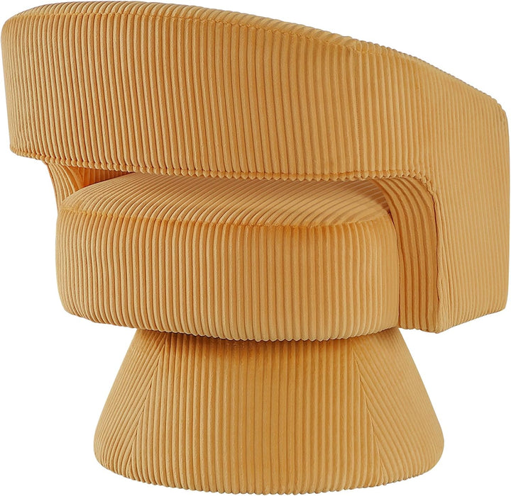 360Degree Swivel Accent Chair Corduroy Yellow Office