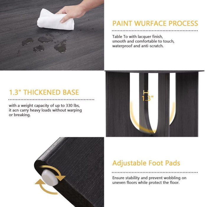 47.3" round Dining Set with 4 Upholstered Dining Chairs, Modern Dining Table Set for 4, 5-Piece round Dining Table Set for Living Room, Kitchen, Antique Black & Beige