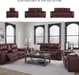 Alessandro Contemporary Leather Power Reclining Sofa with Adjustable Headrest, Red