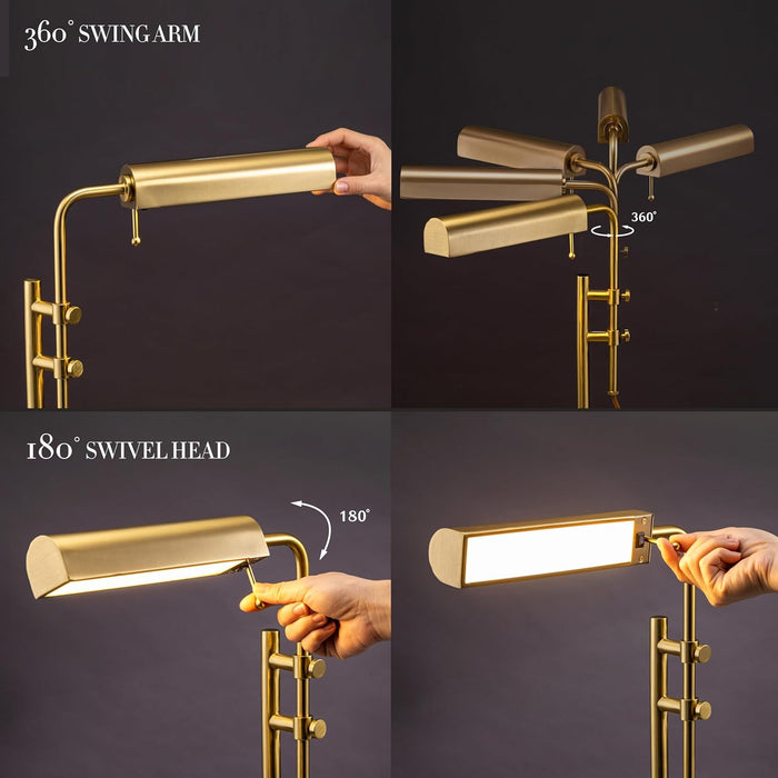 Aurora LED Pharmacy Desk Lamp - Swing Arm, Industrial Design for Reading, Crafting, Work,10W LED, Adjustable Height 18.5-24.5 Inches - Ideal for Living Room, Bedside, Office, Antique Brass