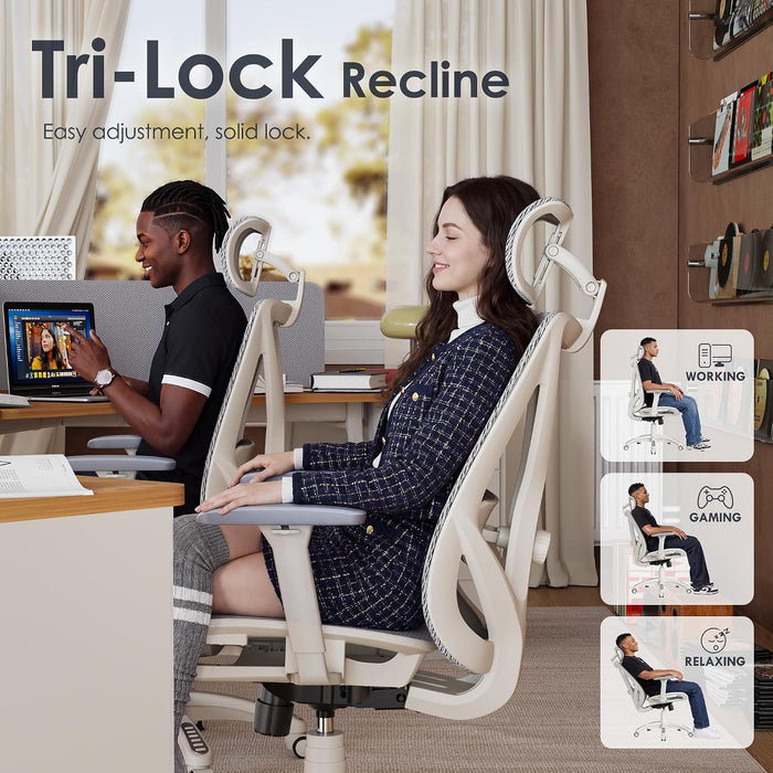 Ergonomic Office Chair with 3D Headrest, T23 High Back Mesh Desk Chair with Adjustment Lumbar Support & 3D Armrests, Chair, Big and Tall Swivel Computer Chair for Home Office, Gaming