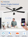 52 Inch Smart Ceiling Fans with RGB Lights, Low Profile Flush Mount Ceiling Fan with Alexa/App/Remote Control, Dimmable 20W LED Light, Black Modern Fan for Living Room, Bedroom, Game Room