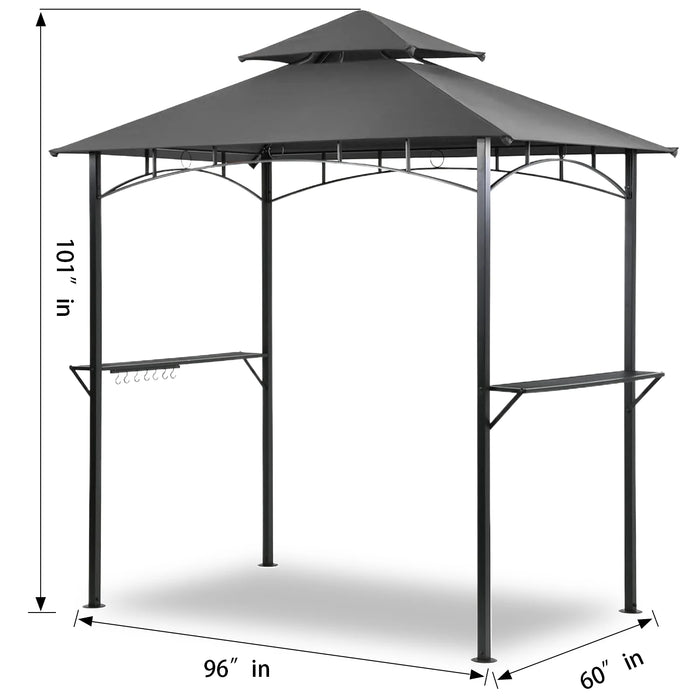 Outdoor Grill Gazebo Tent BBQ Canopy for Outdoor Grill Shelter BBQ Grill Gazebo Hardtop (L96 X W60 X H101 Inch) Grey