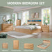 Modern 8 Drawers Dresser for Bedroom, 55" Wide Dresser, Natural Oak