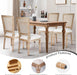 Dining Chairs Set of 2 Beige Rattan Square Back with Solid Wood Legs and Frame for French Country Kitchen Dining Room