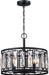 Matte Black Crystal Chandelier Featuring Four Lights