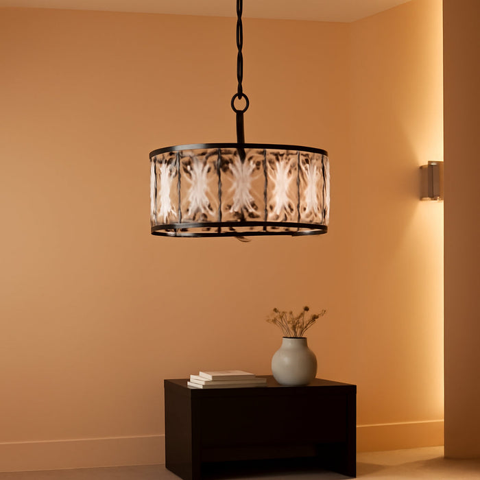 Matte Black Crystal Chandelier Featuring Four Lights