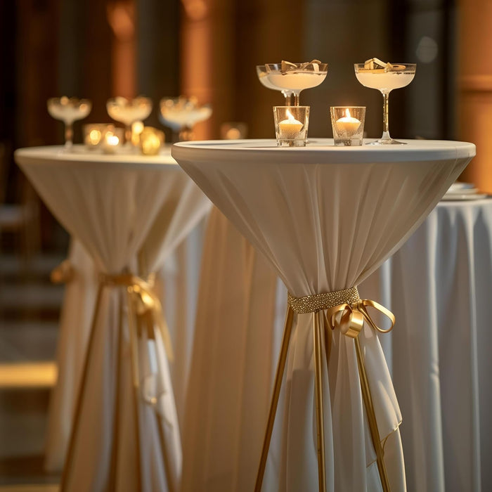 Black Circular Bar Table Featuring Adjustable Height