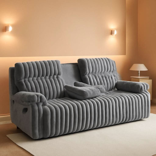 Oversized Reclining Sofa with Flip-Up Middle Backrest, Manual 3 Seater Recliner Sofa, Wall Hugger Recliner Couch with Outlets/Usb Ports for Living Room, Bedroom(Gray, Sofa)