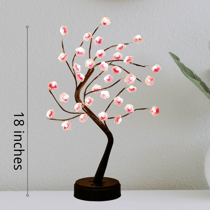 Cherry Blossom Tree Lamp, 18Inch 36 Led Bonsai Tree Lights, Battery/Usb Operated Japanese Decor Night Lights for Christmas Indoor Decorations Bedroom Home Gift Idea,Warm White