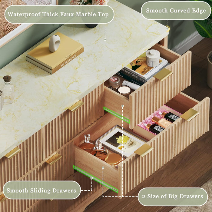 53-Inch-Width-Enhanced 7-Drawer Dresser Durable Solid