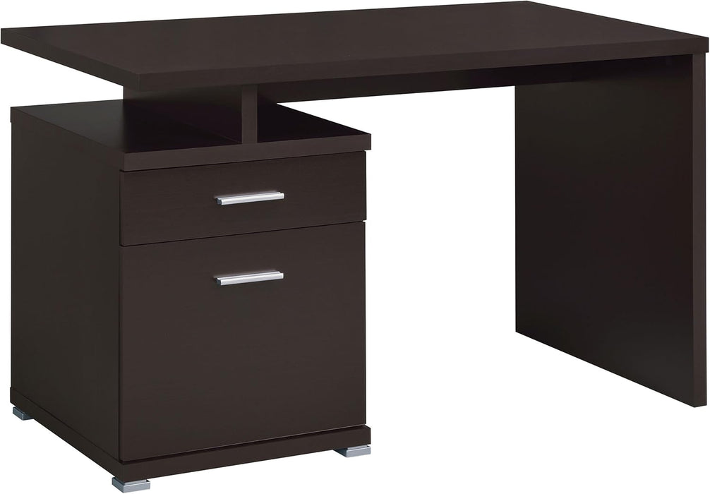 Home Furnishings - Irving - Engineered Wood - 47-Inch 2-Drawer Computer Desk with File Cabinet, Rectangular Desk with Smooth Top, and Plastic Glides - Home Office - Cappuccino - 800109