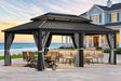 12X20FT Hard Top Metal Gazebo Patios Double Roof Canopy Aluminum Frame Garden Gzebo Tent Curtains Netting for Patios Backyards Decks Lawns