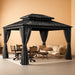 12X20FT Hard Top Metal Gazebo Patios Double Roof Canopy Aluminum Frame Garden Gzebo Tent Curtains Netting for Patios Backyards Decks Lawns