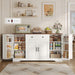 Buffet Cabinet with Storage & Charging Station, 53" Farmhouse Coffee Cabinet with Compartment Drawer, Sideboard Cabinets with Door and Adjustable Shelves for Kitchen, White