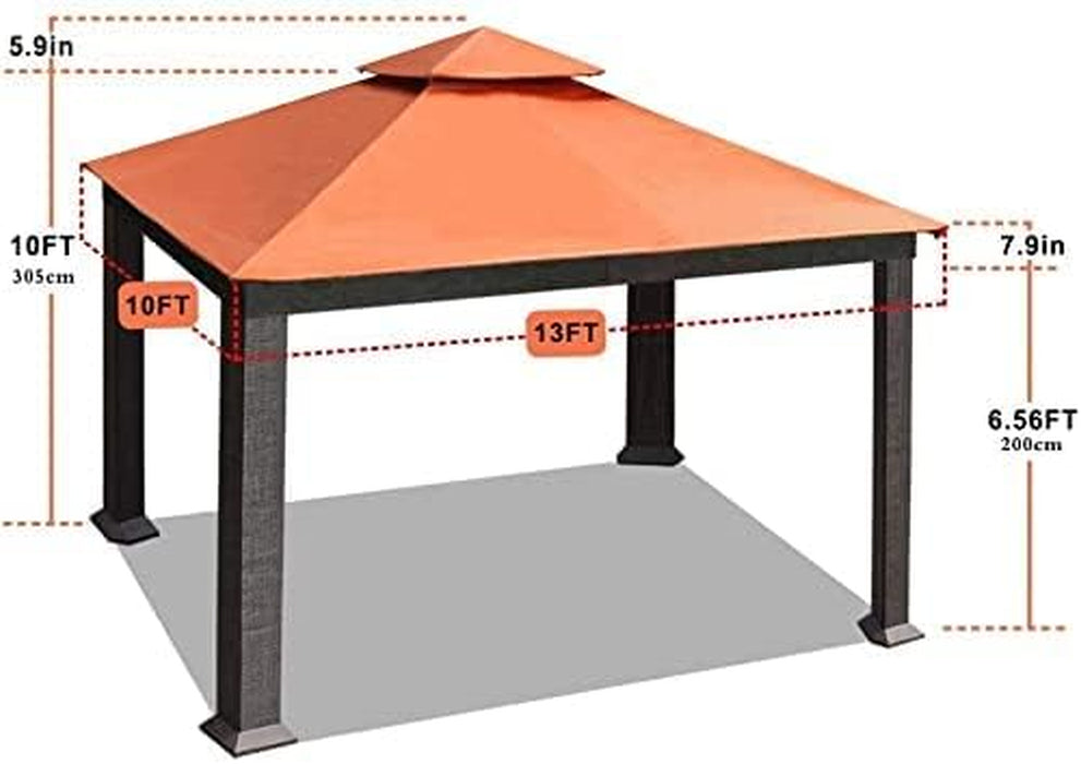 USA 10-Year-Non-Fading 10X13Ft Titan Patio Gazebo, Super Thick Sunbrella Fabric UPF 50+ UV Protection, Heavy Duty Commercial Rust-Proof Aluminum Frame, Windproof Vented Top Gazebo, Rust