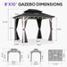 8' X 10' Outdoor Gazebo Galvanized Steel Double Roof White Aluminum Frame Hardtop Heavy Duty Gazebo with Curtain and Netting for Patio Garden and Backyard, Grey