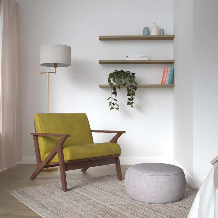 Zola Mid Century Modern Accent Chair Arm Chair, Living Room Furniture, Gold Velvet/Walnut