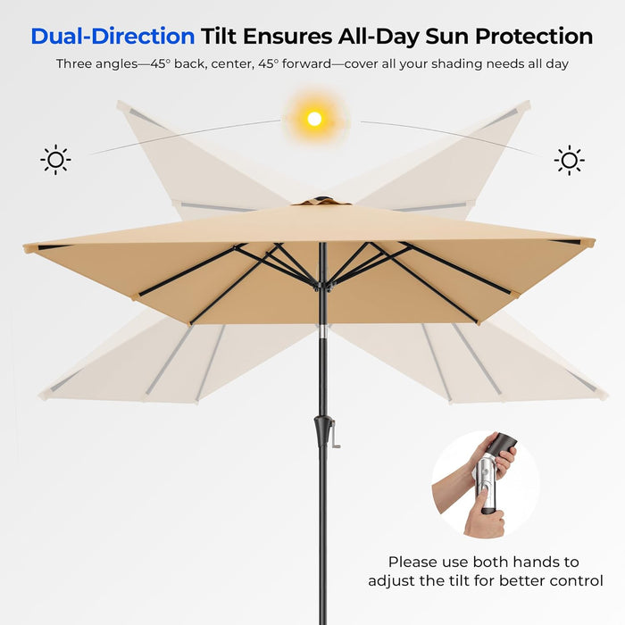 6.6 X 10 Ft Rectangular Patio Umbrella Rectangle Umbrella Outdoor Patio, Large Outdoor Umbrellas for Patio Table with Tilting and Sun UV Protection for Pool, Deck, Market, Backyard