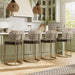 Counter Height Bar Stools Set of 3, Kitchen Barstools with Back | 24 Inch Modern Bar Stool, Metal Gold Barstool for Kitchen Island, Faux Leather Countertop Stools, Taupe