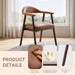 Leather Dining Chair with Armrest Set of 4, Upholstered Dining Room Chair with Curved Back and Wood Legs, Mid Century Modern Kitchen Chairs for Kitchen Dining Room,Brown