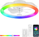 RGB Low Profile Ceiling Fans with Lights and Remote, 20 Inch Dimmable Modern Ceiling Fan(3000K-6000K), 6 Speed, Reversible, APP & Remote Control, Flush Mount Fan Light, White RGB Ceiling Fans